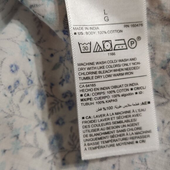 Old Navy L Blue Floral Button Up Classic Shirt 100% Cotton Cottagecore Preppy - Picture 6 of 7